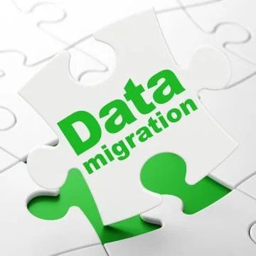 Data concept: Data Migration on puzzle background Stock Illustration