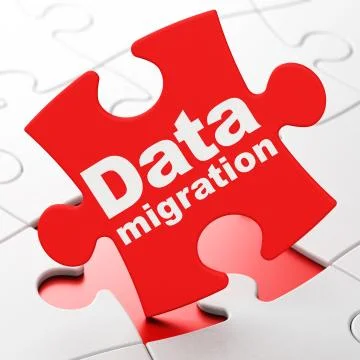 Data concept: Data Migration on puzzle background Stock Illustration