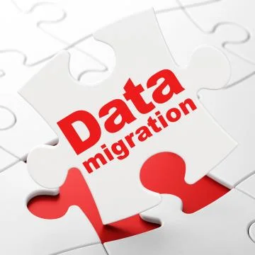 Data concept: Data Migration on puzzle background Illustrazione stock