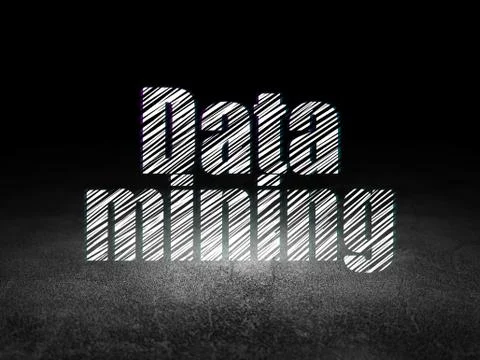 Data concept: Data Mining in grunge dark room Stock Illustration