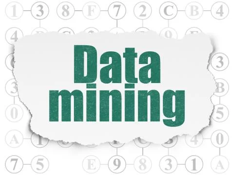 Data concept: Data Mining on Torn Paper background 库存插图