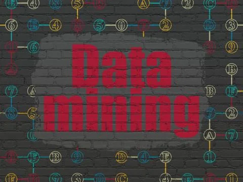 Data concept: Data Mining on wall background 스톡 일러스트