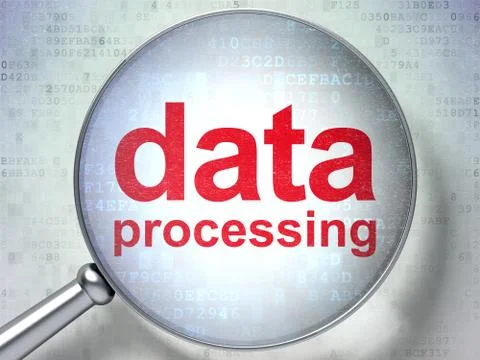 Data concept: Data Processing with optical glass Stock Illustration