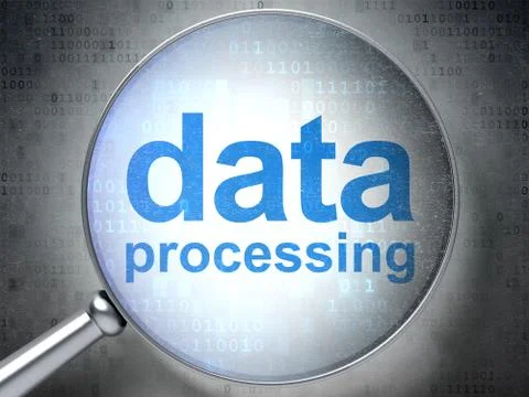 Data concept: Data Processing with optical glass Stock Illustration