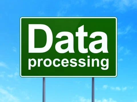 Data concept: Data Processing on road sign background Illustrazione stock