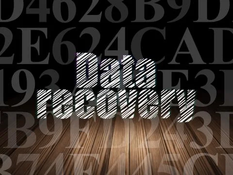 Data concept: Data Recovery in grunge dark room Stock Illustration