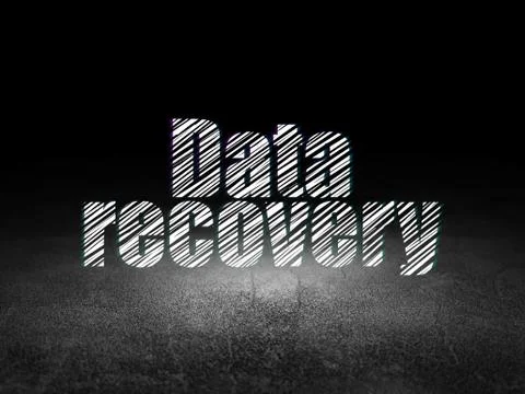 Data concept: Data Recovery in grunge dark room Stock Illustration