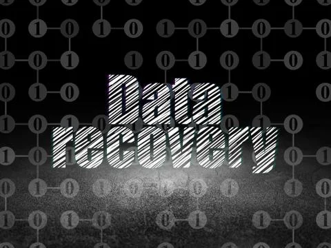 Data concept: Data Recovery in grunge dark room 库存插图