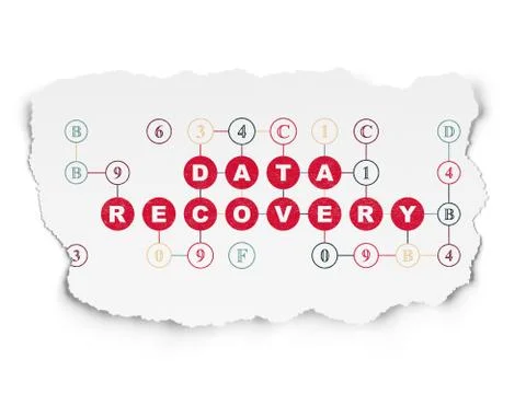 Data concept: Data Recovery on Torn Paper background 库存插图