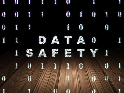 Data concept: Data Safety in grunge dark room Stock Illustration