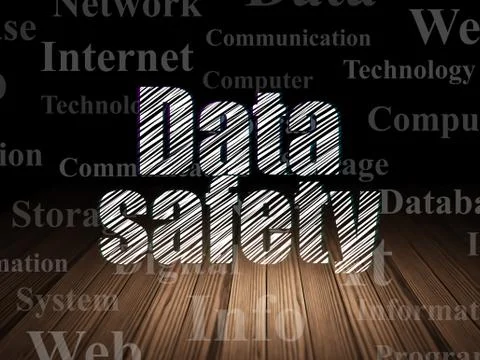 Data concept: Data Safety in grunge dark room Stock Illustration