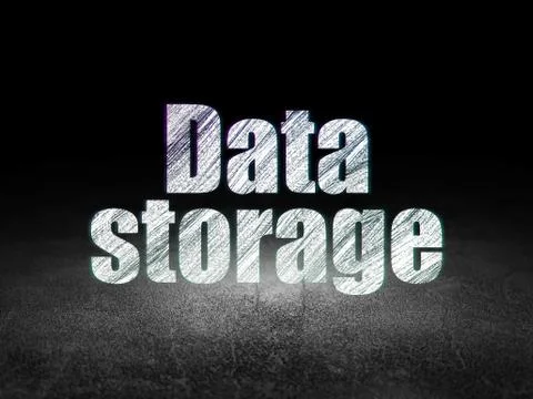 Data concept: Data Storage in grunge dark room Stock Illustration