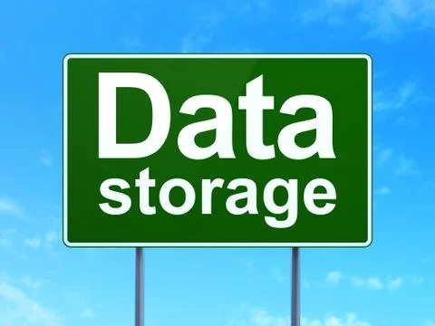 Data concept: Data Storage on road sign background Stock Illustration