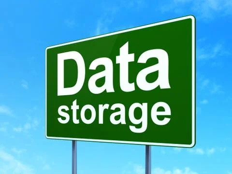 Data concept: Data Storage on road sign background Stock Illustration