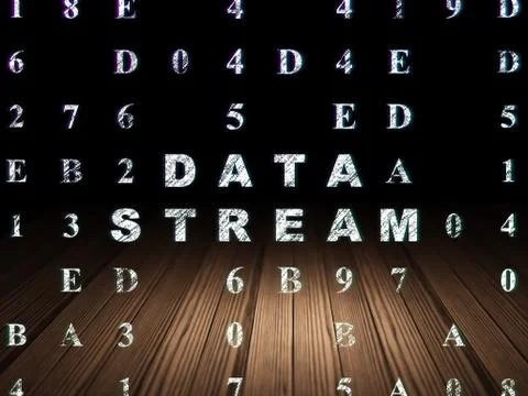 Data concept: Data Stream in grunge dark room Stock Illustration