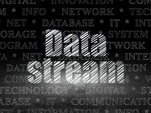 Data concept: Data Stream in grunge dark room イラスト素材