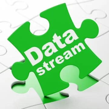 Data concept: Data Stream on puzzle background Stock Illustration