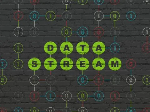 Data concept: Data Stream on wall background 스톡 일러스트