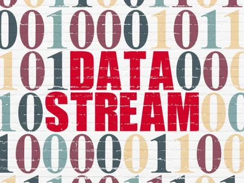 Data concept: Data Stream on wall background 스톡 일러스트