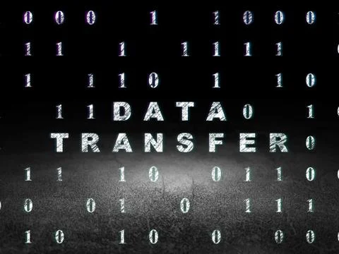 Data concept: Data Transfer in grunge dark room Stock Illustration