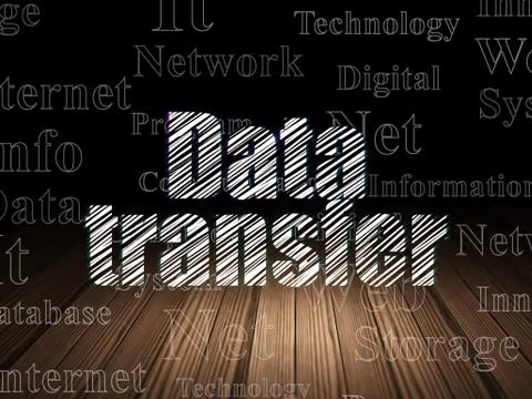 Data concept: Data Transfer in grunge dark room Illustrazione stock