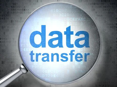 Data concept: Data Transfer with optical glass on digital backgr Stock Illustration