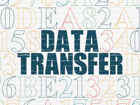 Data concept: Data Transfer on wall background Stock Illustration