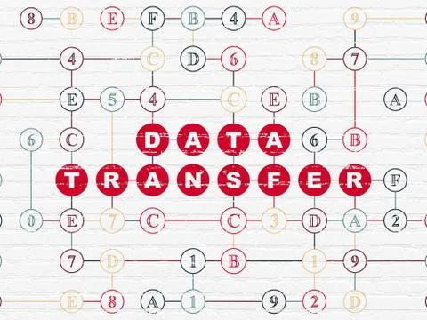 Data concept: Data Transfer on wall background 库存插图