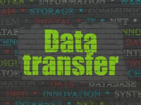 Data concept: Data Transfer on wall background 库存插图
