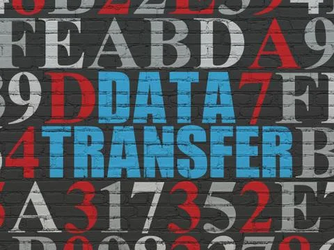 Data concept: Data Transfer on wall background Stock Illustration