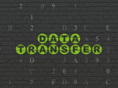 Data concept: Data Transfer on wall background Stock Illustration