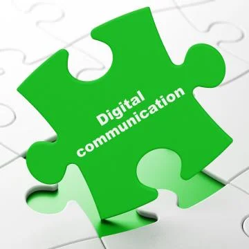 Data concept: Digital Communication on puzzle background Stock Illustration