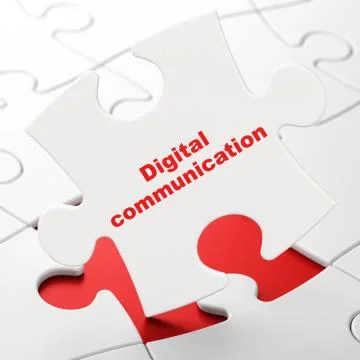 Data concept: Digital Communication on puzzle background 스톡 일러스트