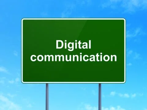 Data concept: Digital Communication on road sign background Illustration