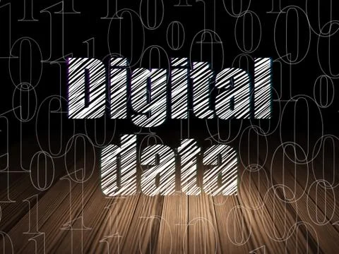 Data concept: Digital Data in grunge dark room Illustrazione stock