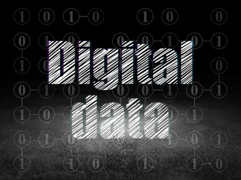 Data concept: Digital Data in grunge dark room 库存插图