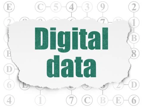 Data concept: Digital Data on Torn Paper background 库存插图