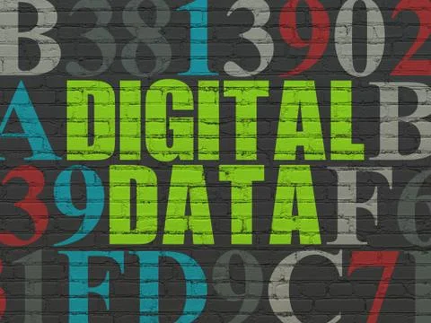 Data concept: Digital Data on wall background 库存插图