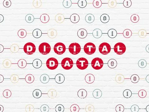 Data concept: Digital Data on wall background 库存插图