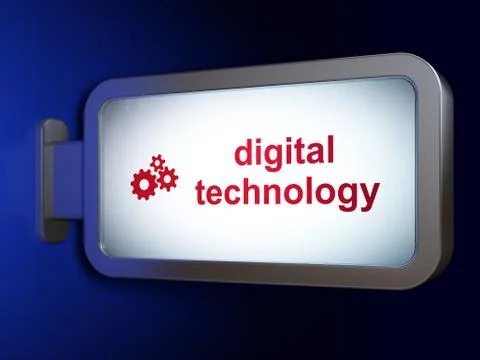 Data concept: Digital Technology and Gears on billboard background Stock Illustration
