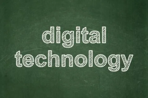 Data concept: Digital Technology on chalkboard background Illustrazione stock