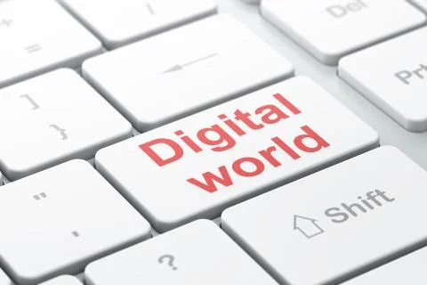 Data concept: Digital World on computer keyboard background Stockillustratie