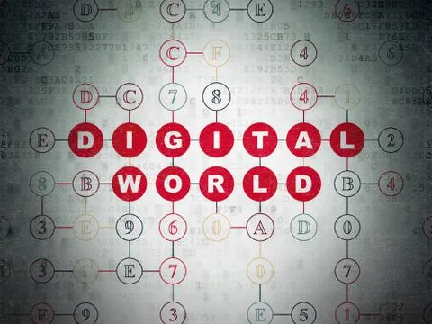 Data concept: Digital World on Digital Data Paper background Illustrazione stock