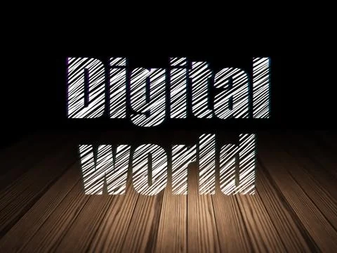 Data concept: Digital World in grunge dark room Illustrazione stock