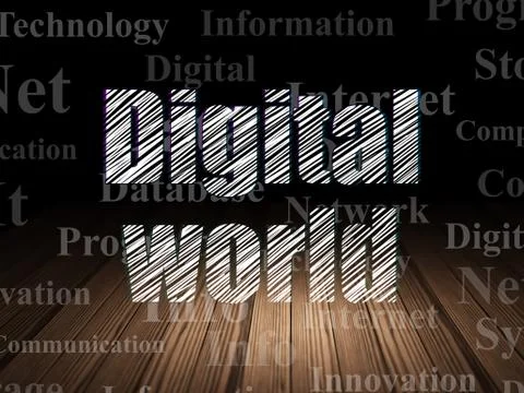 Data concept: Digital World in grunge dark room Stockillustratie
