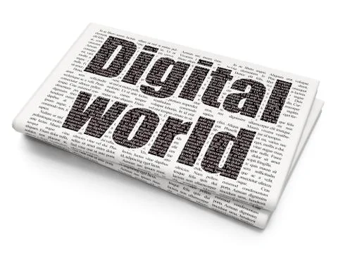 Data concept: Digital World on Newspaper background Stock Illustration