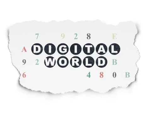 Data concept: Digital World on Torn Paper background Illustrazione stock