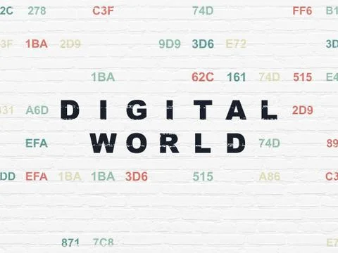 Data concept: Digital World on wall background イラスト素材