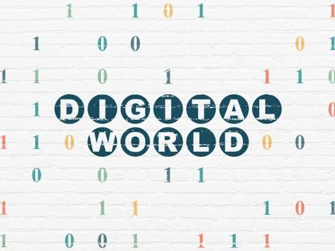 Data concept: Digital World on wall background Illustrazione stock