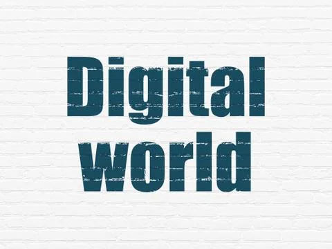 Data concept: Digital World on wall background Stock Illustration